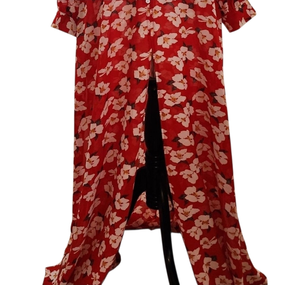 Rosegal Red Floral Long Sleeve Dress - Picture 3 of 3